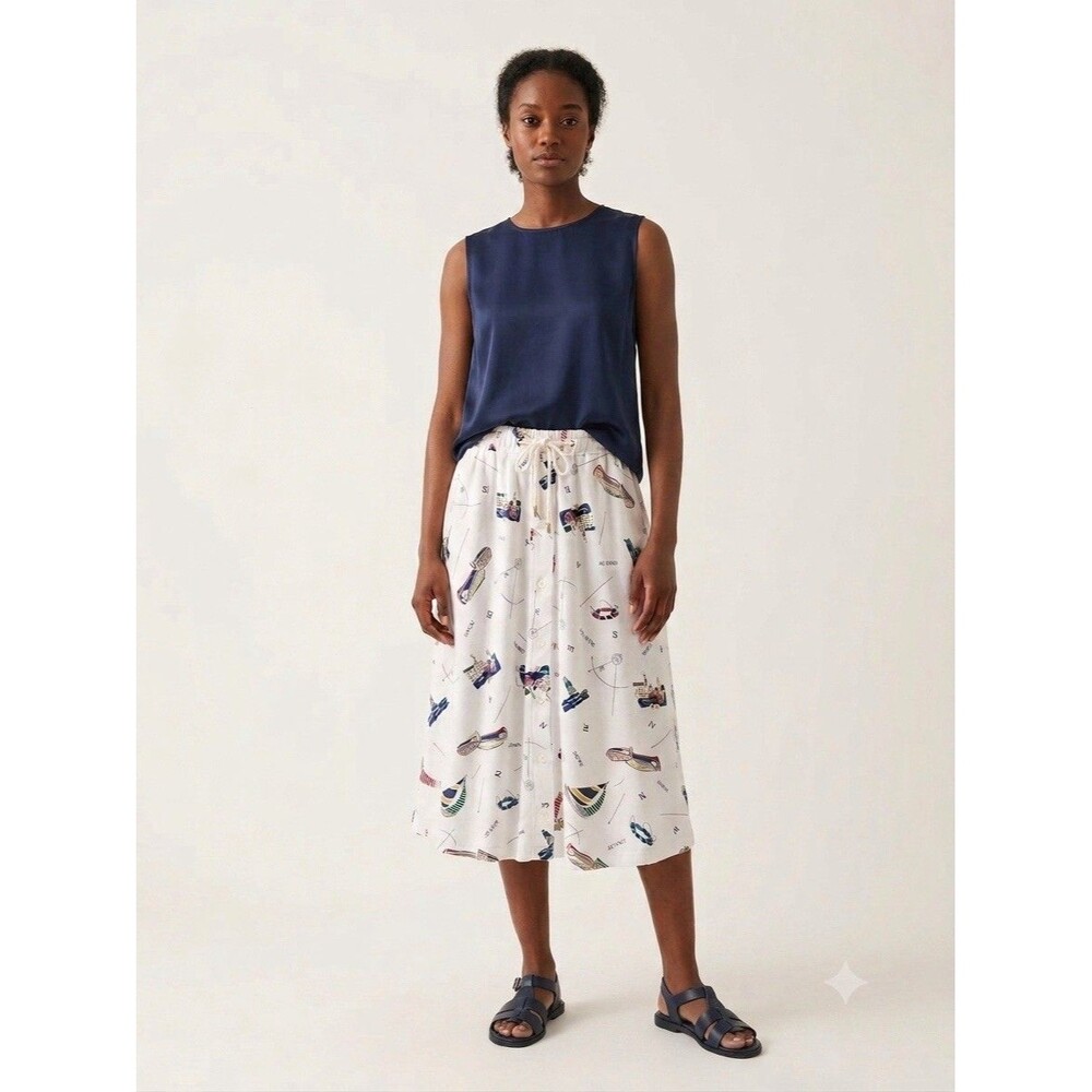 90s White Stag Nautical Midi Skirt Coquette Coastal Grandma Medium Novelty VTG